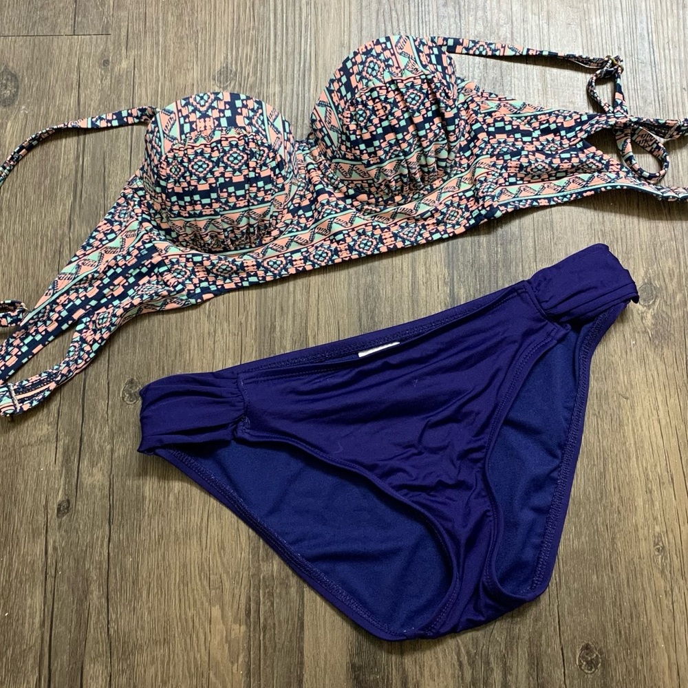 TARGET BRAND Aztec Geometric Push-Up Bikini Top and Full Coverage Bikini Bottom